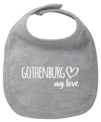Produktbild von Huuraa Baby Lätzchen Gothenburg my love Heather Grey Klettverschluss  Baumwolle Latz Geschenkidee