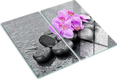 Imagen del producto de Cubierta para placa de cocina – Cubierta para placa de inducción – Placa de vidrio protectora – 2x30x52 cm – Placas de vidrio protectoras para cocina – Vidrio templado – Piedras de orquídea