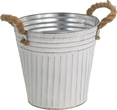Produktbild von Metall Blumentopf weiß Ø 20 x 18cm Pflanz-Töpfe Übertopf bepflanzbar