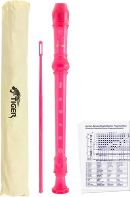 Imagen del producto de TIGER REC7-PK: Flauta soprano con estuche y accesorios, incluyendo limpiador de flauta y tabla de digitación