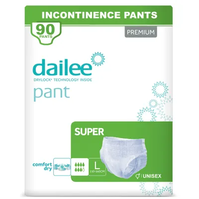 Immagine prodotto di Dailee Pants Super L - Pannolini per adulti 90x - Pantaloni per incontinenza per uomini e donne - 7 gocce, taglia grande