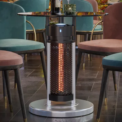 Produktbild von YUNA | Glas Tisch Heiz Strahler | Ø 50 cm | 1200W | Infrarot / Elektro | 1 Heizstufe | Heiztisch, Tisch mit Heizung, Beheizter Tisch
