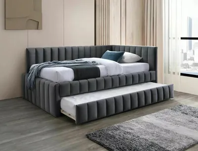 Zdjęcie produktu dla Łóżko tapicerowane ALFIE VELVET 120x200 szare