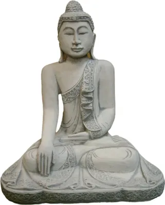 Produktbild von Schöner Buddha Thai aus Steinguss perfekt für den Garten die Terrasse oder den Vorgarten ist Frostfest Witterungsbeständig und Neu 60cm H, PO-136