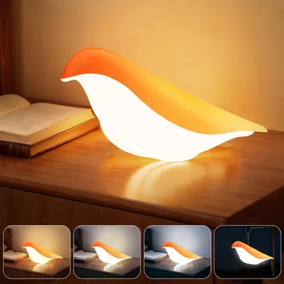 Produktbild von LED Vogel Nachtlicht Aufladbare Kabellose Nachttischlampe Dimmbar 3 Farbmodi Touch Steuerung Tischlampe mit Öldiffusor, Orange