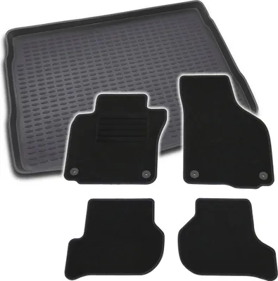 Produktbild von Gummi-Kofferraumwanne + Fußmatten Set für VW Golf 5, Bj. 1/2007-9/2008