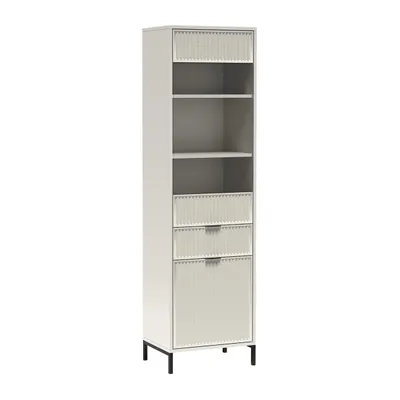 Produktbild von Vitrine LINNA LS-5 – Vitrine Geriffelte Fronten mit Glastüren und 1 Schublade, Farbe: Kaschmir
