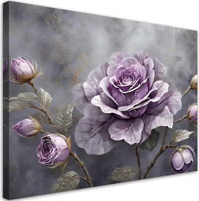 Produktbild von Leinwandbild Rosenblüte Natur Botanik 90x60 Feeby Violett bild für die wand bereit zum aufhängen