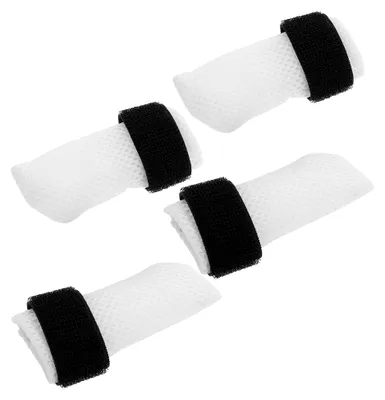 Produktbild von 4 Stück Katzenpfotenschutz mit kratzfesten Schutzkappen aus Polyester für Kätzchen, geeignet für Fellpflege und medizinische Versorgung, waschbar und wiederverwendbar