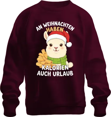 Produktbild von An Weihnachten haben Kalorien Urlaub Alpaka lustig Geschenk Uni Sweatshirt Pullover, Burgundy, XL