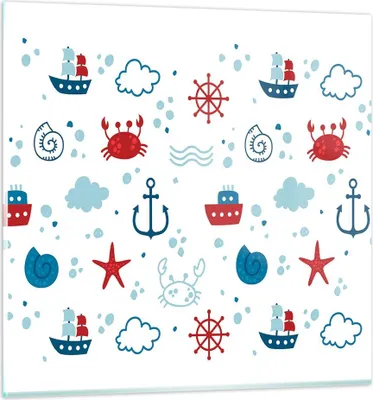 Produktbild von Bilder auf glas - Meer Boot Anker Schiff - 70x70cm - Glasbilder - Wandbilder - Kunstdruck - zum Aufhängen bereit - Wanddekoration aus Glas - Glas Bilder - Wandbild auf Glas - Einteilig - GAC70x70-2889