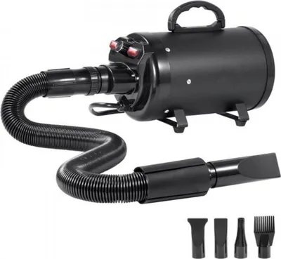 Obrázek produktu pro Fén na vlasy pro psy Luxe - 2000W fén - fén na vlasy pro psy - rychlost větru 70 m/s - fén na vlasy - se 4 tryskami a ohebnou hadicí