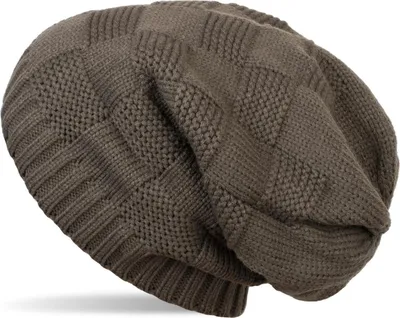 Produktbild von styleBREAKER Strick Beanie Mütze mit Patentmuster, Slouch Longbeanie, Uni 04024137
