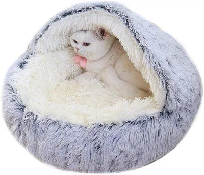 Produktbild von Hundekissen - Plüsch - 35cm - Grau - Katzen- und Hundebezug - Schlafkissen - weich - beruhigend