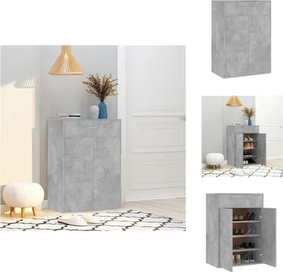 Image de vidaXL Armoire à chaussures gris béton 60x35x84 cm Bois composite - Étagères et armoires à chaussures