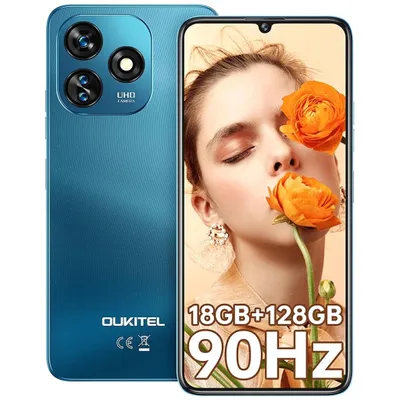 OUKITEL C51 Smartphone Ohne Vertrag, 18GB+128GB 5150mAh Handy Ohne 6.8'' 90Hz Bildschirm, 13MP+5MP GPS/Dual SIM 4G/Android 13 Handys, Blau