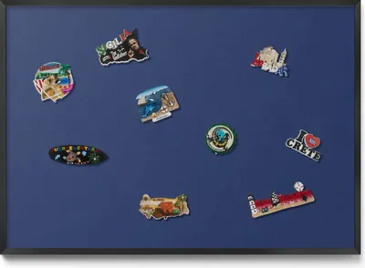 Produktbild von Magnetwand 100x70 cm – Schwarzer Rahmen – Farbe Marineblau – Magnetboard, Memoboard – Kinderzimmer, Metall Magnetische Tafel