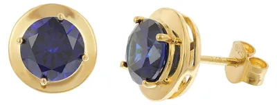 Produktbild von trendor Damen-Ohrstecker 925 Silber Vergoldet Zirkonia Tansanitblau