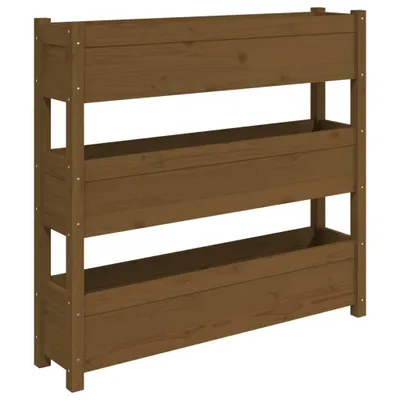 Produktbild von vidaXL Pflanzkübel Honigbraun 112x25x104,5 cm Massivholz Kiefer