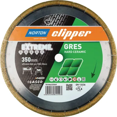 Image de Norton Clipper disque à tronçonner diamanté (Ø 350 mm alésage 25,4 mm / pour scies sur table/découpeuses de carreaux) - 70184632569
