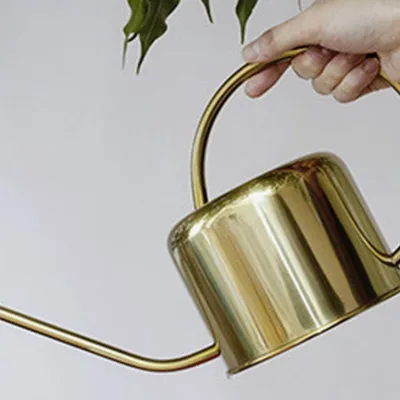 Produktbild von 2 Vintage goldene Gießkannen aus Edelstahl 1,2 Liter