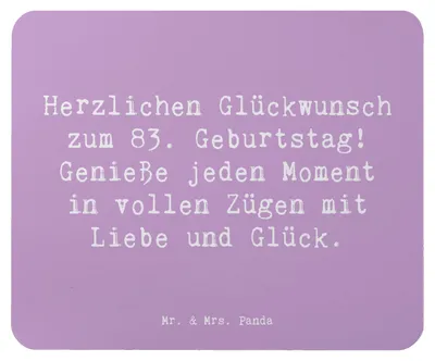 Produktbild von Mr. & Mrs. Panda Mousepad Spruch 83. Geburtstag Liebe Glück - Lavendeltraum - Geschenk, Happy Birthday, pc, Mauspad, Mouse Pad, Alter, Geburtstagsfeier 83 Jahre, laptop