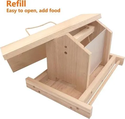 Produktbild von Großes Vogelfutterhaus aus Holz für Gartenvögel – zum Aufhängen und geeignet für Wildvögel, Finken und Rotkehlchen