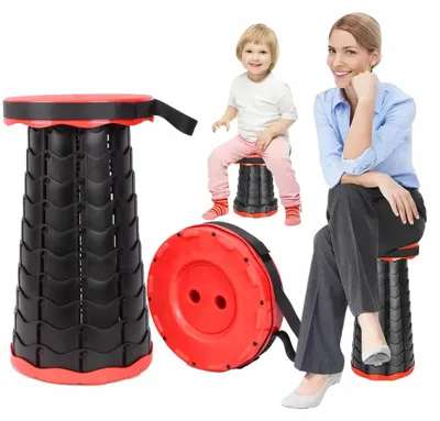 Produktbild von Teleskopischer Klapphocker Rot Tragbar bis 150kg Outdoor