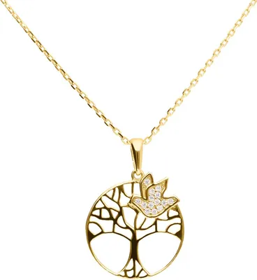 Produktbild von SuzanGold Goldkette Damen Echtgold Tree of Life Kette 375 Gelbgold