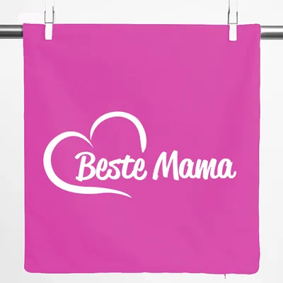 Produktbild von Huuraa Kissenbezug Beste Mama Herz 40x40cm Fuchsia Baumwolle Dekokissenbezug Geschenkidee