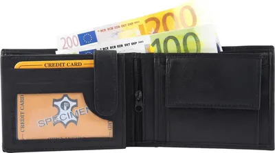 Produktbild von Steinmeister, Herren Echtleder Geldbörse, Querfromat, 12 x 9 cm, schwarz