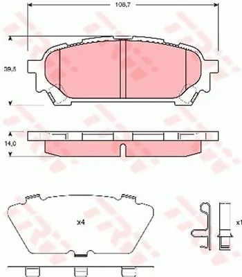 Produktbild von Trw Bremsbelagsatz, Scheibenbremse Hinterachse GDB3395