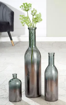 Produktbild von Gilde GlasArt Flaschenvase "Douro" Glas grau 39224