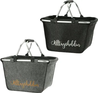 Produktbild von Einkaufskorb Alltagsheldin aus Filz 2/s Shopping Bag Tragetasche, grau