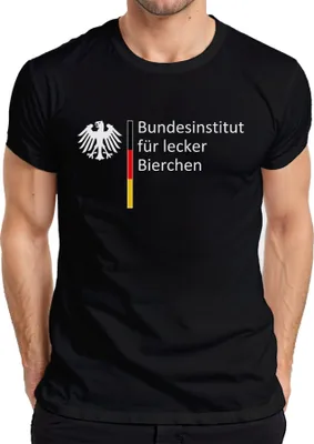 Produktbild von Bundesinstitut für lecker Bierchen Bierliebhaber Geschenk Malle Party Herren T-Shirt, Schwarz, XXL
