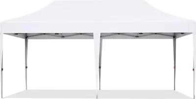 Obrázok produktu pre Party stan s bočnými stenami – 300 x 600 cm – rozkladací – biely – Easy Up – pavilón – vodotesný a odolný voči poveternostným vplyvom – výškovo nastaviteľný
