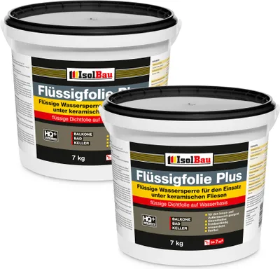 Produktbild von Isolbau Flüssigfolie PLUS  14kg - Dichtfolie für innen & Außenbereich - für Wand & Boden - Balkonabdichtung, Terrasse - Lösemittelfreie, wasserdichte Abdichtung Dichtmasse