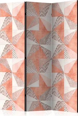 Produktbild von 3-teiliger Einseitiger Vlies Paravent - Spring Geometry 135x172 cm Muster f-C-0356-z-b