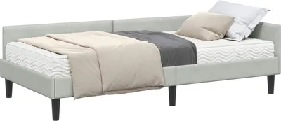 Immagine prodotto di vidaXL Struttura letto ad angolo con materasso Varie 2 pezzi Velluto grigio chiaro