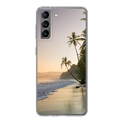 Produktbild von MuchoWow® Handyhülle Schutzhülle Hülle für Samsung Galaxy S21 Strand - Sonnenuntergang - Tropisch Silikon Softcase Handy Hülle - Softcase