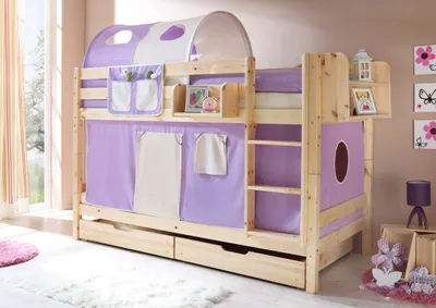 Produktbild von Etagenbett "Marcel" Kiefer Natur Classic (Lila-Beige)