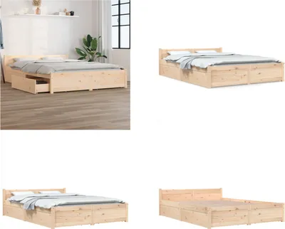 Produktbild von vidaXL Bett mit Schubladen 150x200 cm - Bettrahmen - Bettgestell - Bett - Holzbett