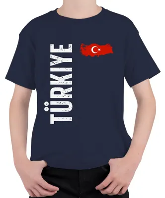 Produktbild von Türkei Flagge Fußball Fan WM Weltmeisterschaft 2026 Uni Kinder T-Shirt, Navy, 140
