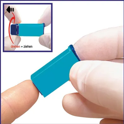 Produktbild von Lancovací zařízení, bezpečnostní lancety, lancety, (100 ks), 4 různé velikosti, velikost jehly: 2,8 mm x 30 G. tyrkysová