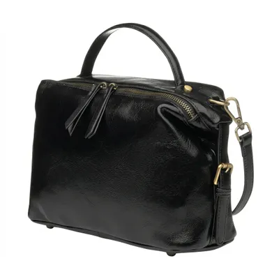 Produktbild von Damen Handtasche aus Echtleder – Schwarz Leder Umhängetasche & Schultertasche – Vintage Crossbody Bag klein