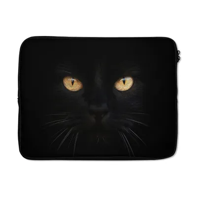 Produktbild von MuchoWow® Laptop Hülle 15 Zoll Nahaufnahme einer schwarzen Katze Laptoptasche - Laptoptasche - Sleeve - Rundum-Schutz