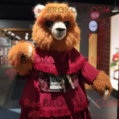 Obrázek produktu pro Postava REDBROKOLY maskota kaštanové alpaky oblečená s minisukní a jehlicemi do šálu