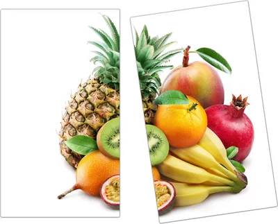 Produktbild von Spritzschutz Herdabdeckplatte Schneidebrett aus Glas Früchtevariation 2-Teilig (60x52cm)