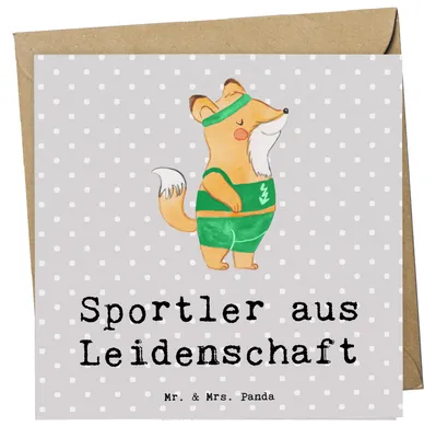 Produktbild von Mr. & Mrs. Panda Grußkarte Sportler Leidenschaft - Grau Pastell - Geschenk, anlasskarte, Klappkarte, Glückwunschkarte, faltkarte, doppelkarte