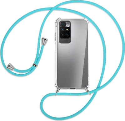 Produktbild von Handykette Backcover-Schutzhülle mit Band (Metall silberfarben) für Xiaomi Redmi 10 - türkis